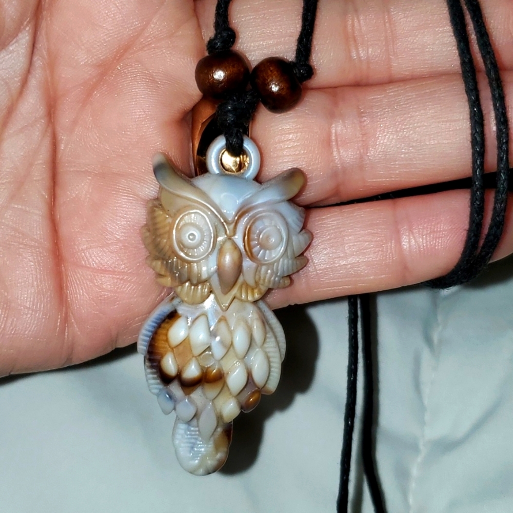 Handmade corded Owl necklace